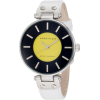 AK Anne Klein Women's 10/9987NVWT Leather Silver-Tone Blue and Yellow Dial White Leather Strap Watch - Часы - $55.00  ~ 47.24€