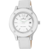 AK Anne Klein Women's 108993WTWT Round White Enamel Bezel Silver-Tone Watch with a White Leather Strap - ウォッチ - $75.00  ~ ¥8,441
