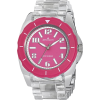 AK Anne Klein Women's 109641MACL Silver-Tone Magenta Rubber Bezel and Clear Plastic Bracelet Watch - Watches - $41.50 