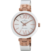 AK Anne Klein Women's 109652RGWT Rosegold-Tone White Plastic Bezel and Bangle Bracelet Watch - Uhren - $52.49  ~ 45.08€
