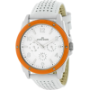 AK Anne Klein Women's 109657ORWT Silver-Tone Orange Plastic Bezel and White Leather Strap Watch - Watches - $78.99 