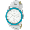 AK Anne Klein Women's 109657TQWT Silver-Tone Turquoise Plastic Bezel and White Leather Strap Watch - Watches - $85.00  ~ £64.60