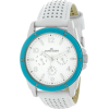 AK Anne Klein Women's 109657TQWT Silver-Tone Turquoise Plastic Bezel and White Leather Strap Watch - Uhren - $85.00  ~ 73.01€