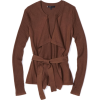 AK Anne Klein Women's Petite Long Sleeve Cardigan Sweater With Swoop Walnut - Puloverji - $47.35  ~ 40.67€