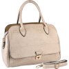 ALECIA Designer Inspired Crocodile Textured Turn-lock Décor Double Handle Doctor Style Bowler Office Tote Satchel Handbag Purse Convertible Shoulder Bag Beige - Hand bag - $35.50 