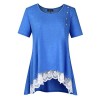 AMZ PLUS Women Plus Size Casual Short Sleeve Loose Lace Tops Tunic Blouses Blue 2XL - Camicie (corte) - $13.99  ~ 12.02€