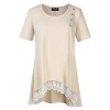 AMZ PLUS Women Plus Size Casual Short Sleeve Loose Lace Tops Tunic Blouses Khaki 3XL - Hemden - kurz - $6.99  ~ 6.00€
