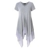 AMZ PLUS Womens Plus Size Short Sleeve Spliced Asymmetrical Tunic Top Grey 4XL - Shirts - $16.99 