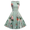 ARANEE Vintage Classy Floral Sleeveless Party Picnic Party Cocktail Dress - Dresses - $8.99 