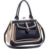 AUBREY Black / Beige Vintage-like Doctor Style Clasp Double Handle Satchel Tote Bowler Handbag Purse Daybag Shoulder Bag - Hand bag - $35.50 