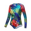 AXESEA Womens Bathing Suit Long Sleeve Rash Guard UV UPF 50+ Sun Protection Printed Zipper Surfing One Piece Swimsuit - Swimsuit - $25.99 