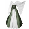 Abaowedding Women's Renaissance Medieval Costumes Dress Trumpet Sleeves Gothic Retro Gown - Dresses - $4.01 