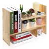 Adjustable Natural Wood Desktop Storage Organizer Display Shelf Rack, Counter Top Bookcase, Beige - Furniture - $29.99 