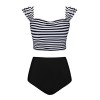 Aixy Women Vintage Floral Stripe Padding Crop Bikini Top High Waisted Swimsuit - Kostiumy kąpielowe - $29.99  ~ 25.76€