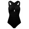 Aixy Women's Front Criss-Cross Ruched Swimsuit Backless One Piece Bathing Suit - 泳衣/比基尼 - $29.99  ~ ¥200.94