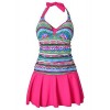 Aleumdr Womens Open Back Printed Halter Neck Padded Swimdress with Panty Liner - 泳衣/比基尼 - $15.99  ~ ¥107.14
