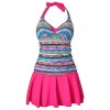 Aleumdr Womens Open Back Printed Halter Neck Padded Swimdress with Panty Liner - Kostiumy kąpielowe - $15.99  ~ 13.73€