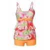 Aleumdr Womens Ruffle V Neck Printed Open Back Tankini Top Swimsuit with Swim Shorts - Swimsuit - $15.99 