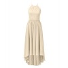 Alicepub Hi-Lo Chiffon Bridesmaid Dress Women's Spaghetti Bridal Party Evening Gown - Dresses - $59.99 
