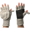 Alki'i Suede Palm Wool Thermal Insulation Fingerless Texting Work Gloves with Mitten Cover - 2 colors Cream - Gloves - $17.99 