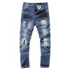 Allonly Men's Blue Fashion Slim Fit Straight Leg Jeans Pants with Broken Holes and Many Pockets - Pants - $40.99 