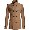 Allonly Men's Classic Double Breasted Wool Blend Lapel Stand Collar Pea Coat - Outerwear - $55.61 
