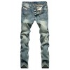 Allonly Men's Fashion Casual Destroyed Regular Fit Straight Leg Ripped Jeans Pants with Broken Holes - Calças - $29.99  ~ 25.76€