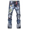 Allonly Men's Fashion Casual Slim Fit Straight Leg Jeans Pants with Broken Holes - パンツ - $38.99  ~ ¥4,388