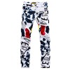 Allonly Men's Fashion Casual Slim Fit Straight Leg Painted Letters Printed Jeans Pants - Pants - $23.99 