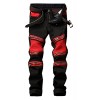 Allonly Men's Stylish Straight Leg Slim Fit Stretch Patchwork Biker Jeans Pants with Zippers - Pantaloni - $32.99  ~ 28.33€