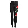 Allonly Women's Black Skinny Fit Stretch High Waisted Ripped Flower Embroidered Jeans Pencil Pants with Holes On Knee - パンツ - $23.99  ~ ¥2,700