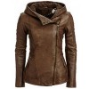 Allonly Women's Brown PU Bomber Zip Up Moto Biker Faux Leather Jacket - Outerwear - $51.50  ~ 44.23€
