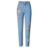 Allonly Women's Fashion Regular Fit High Waisted Flower Embroidered Jeans Pencil Pants - Pants - $34.99 