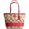 Coach Signature Stripe Bag Purse Tote 17433 Khaki Red - Bag - $218.00  ~ £165.68