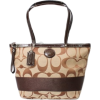 Coach Signature Stripe Shopper Bag Tote Khaki Mahogany - Coach 17433KHA - Taschen - $183.01  ~ 157.18€