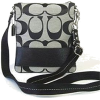 Coach Signature Stripe Swingpack Crossbody Messenger Bag Purse 42619 Black White - Messenger bags - $129.99 