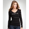 bebe Logo Studded V-Neck Sweater Black - Cardigan - $59.00 