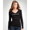 bebe Logo Studded V-Neck Sweater Black - Pulôver - $59.00  ~ 50.67€