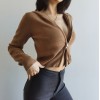 American retro sports style short double zip long sleeve slim hoodie sweater coa - Maglioni - $29.99  ~ 25.76€