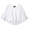 Amy Byer Girls' Big Bell Sleeve Tie Front Woven Shirt Top - Shirts - $11.77 