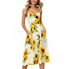 Angashion Women's Dresses-Summer Floral Bohemian Spaghetti Strap Button Down Swing Midi Dress with Pockets - Dresses - $20.99 