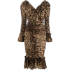 Animal Print Dress with Ruffle Sleeve - sukienki - 