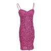 Anna-Kaci Womens Adjustable Strap Sequin Sleeveless Bodycon Mini Party Dress Pink - sukienki - $44.99  ~ 38.64€