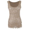 Anna-Kaci Womens Casual Formal Embroidered Lace Sequin Sleeveless Shirt Tank Top Beige - Shirts - $39.99 