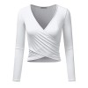 Anna-Kaci Women's Criss Cross Wrap V Neck Reversible Slim Fit Long Sleeve Crop Top - Shirts - $29.99 