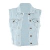Anna-Kaci Womens Distressed Denim Button Up Sleeveless Crop Vest - Outerwear - $39.99 