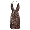 Anna-Kaci Womens Sexy Sequin Halter Backless Bodycon Cocktail Party Club Dress Bronze - Dresses - $54.99 