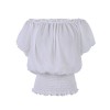 Anna-Kaci Womens Short Sleeve Ruffle Stretch Off Shoulder Boho Blouse Top White - Koszule - krótkie - $39.99  ~ 34.35€