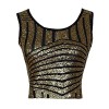 Anna-Kaci Womens Sparkle Stripe Front Sequin Slim Fit Cropped Vest Tank Tops Gold - Shirts - $34.99 