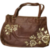 Anthropologie brown embroidered bag - Bolsas pequenas - 